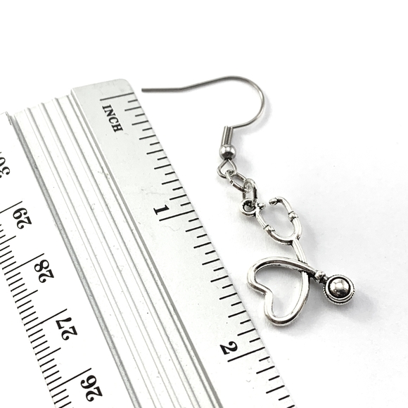 Stainless Steel Hook Stethoscope Earrings - Picture 4 of 4